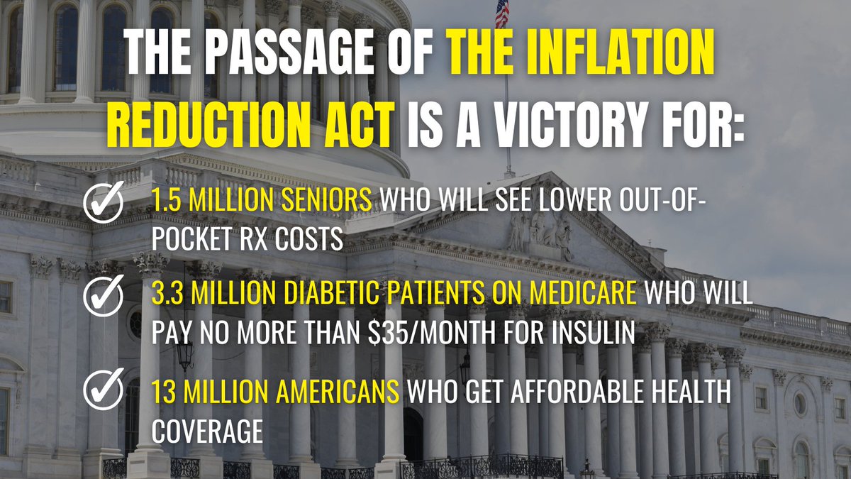 peopleb4pharma's tweet photo. Congress has passed the #InflationReductionAct. 

With measures empowering Medicare to negotiate for #LowerDrugPricesNow, lowering out-of-pocket Rx costs for seniors, and making tax-dodging corporations #PayWhatTheyOwe, this bill is one for the history books. https://t.co/7lMb4AtYxr