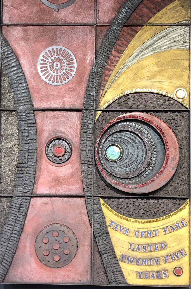 Geometiles's tweet photo. #subwayart by Lilli Ann Rosenberg has non-concentric #circles , #symmetry and #fractions. What #fraction of the tiles in the small #circle in the last pic are yellow? #mathsmashup #mathmashup #mathphoto22 #mathematicalart https://t.co/j4Jfhk0dQN