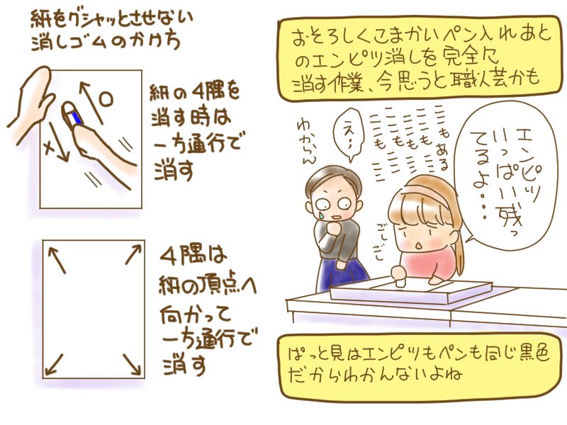 「手書き書類を作る時に役立った手描き漫画のあの工程」ブログ書きました😁

紙をグシャッとさせずに消しゴムで下書きを完全に消すという普通の生活で全くいらないこの技が今初めて経験していてよかったと思えた技でした😂

https://t.co/l67JXbigPn

 #漫画
 #手書き
 #イラスト
#消しゴム 