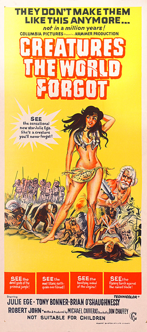 TheFilmFair's tweet photo. A film poster from Australia for #CreaturesTheWorldForgot (1971 - Dir. #DonChaffey) #JulieEge #HammerFilms https://t.co/9Kl8d1KTMA