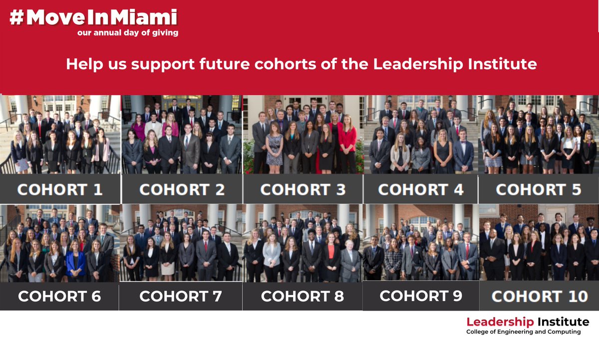 It is #MoveInMiami time. We need your help to support new cohorts of students. Give a gift of ANY SIZE to support ongoing leadership opportunities for Miami's #computing and #engineering students:
lnkd.in/eGWbiEzw 
<a href="/miamiuniversity/">Miami University</a> <a href="/MiamiAlum/">MUAA</a> <a href="/MUEngLdrInst/">Lilly Leadership Institute</a> <a href="/sukumaran/">Sooraj Sukumaran</a>