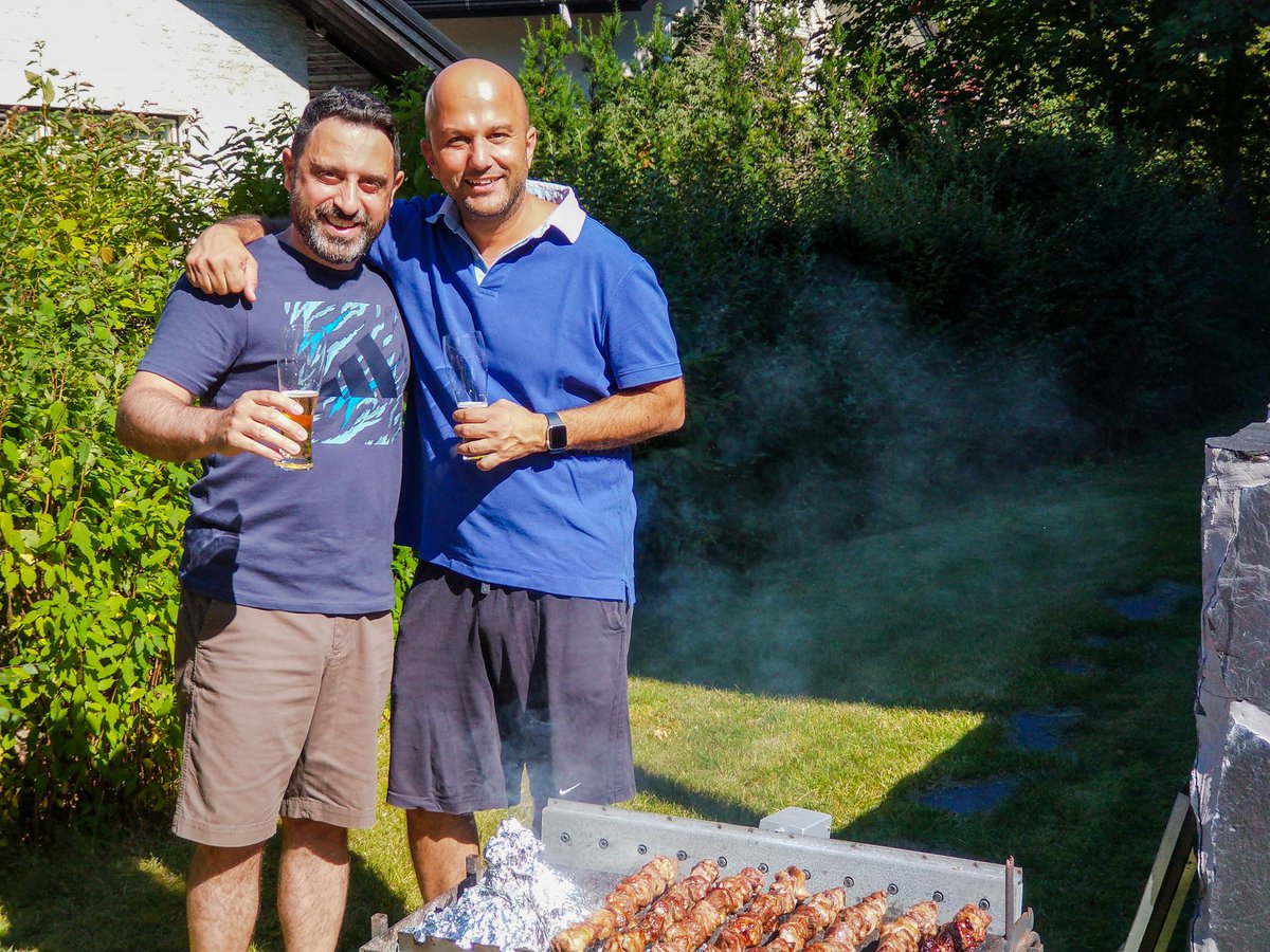 Demetris_Samuel's tweet photo. When your Maltese friends have so much #Cyprus in their ❤️ that they carry a 🇨🇾 #foukou complete with traditional accessories across Europe to #Finland, you just have to fire up charcoal with them and make #souvlakia 🍻
#Legends 🇲🇹 @Patgrean https://t.co/IBbZXkLxja