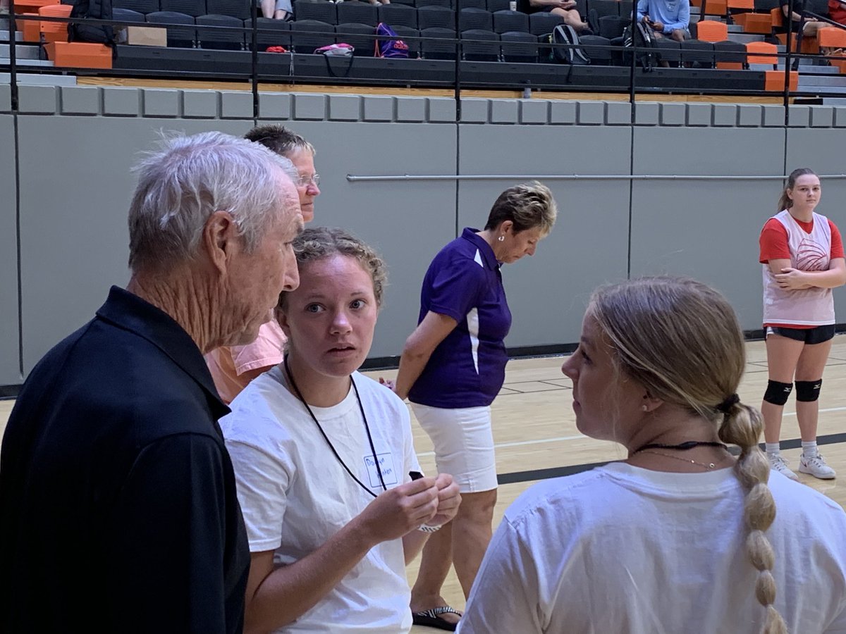 KSHSAA's tweet photo. Commissioner Ron Slaymaker still coaching at new volleyball officials clinic https://t.co/OFP4ndWeak