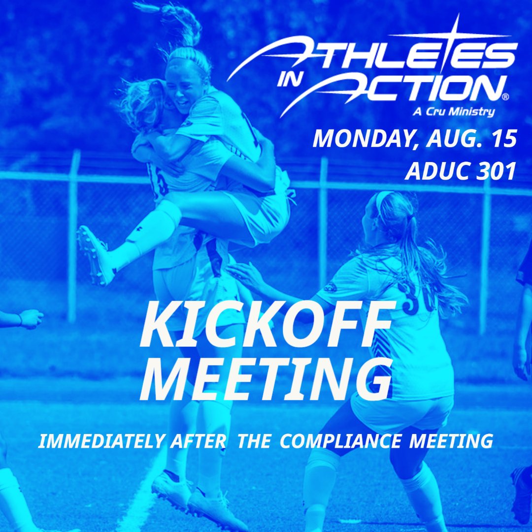We're excited to see everyone Monday evening. If you are involved in Morehead State athletics in any way, come hang with us after the compliance meeting to have some fellowship and learn what Athletes in Action is all about.