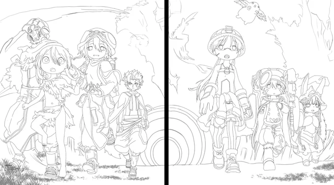 線画終わり!
#メイドインアビス 
#メイドインアビス烈日の黄金郷 
#模写 
#線画 