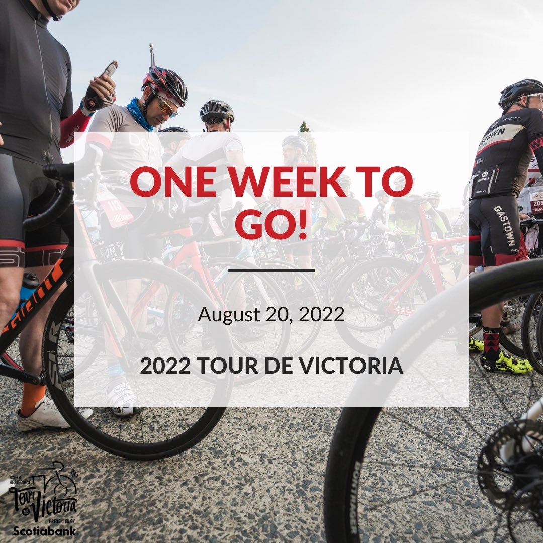 TourdeVictoria's tweet photo. The ride is ONE WEEK away! 🎉🚲 are you ready? Registration is still open for volunteers and riders on our website. #tourdevictoria #rideofthesummer #ridevictoria #yyj #oneweek https://t.co/q0C2IZvAeK