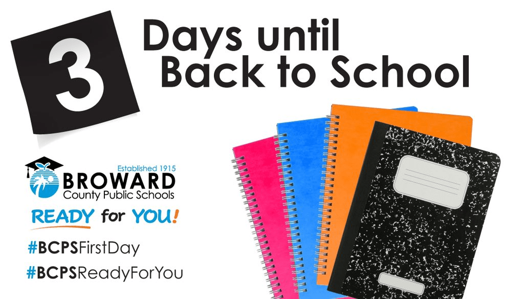 The first day of school is Tuesday, August 16. Whether you are new and enrolling for the first time or currently enrolled, Broward County Public Schools is Ready for You! browardschools.com/readyforyou #BCPSReadyforYou #BCPSFirstDay