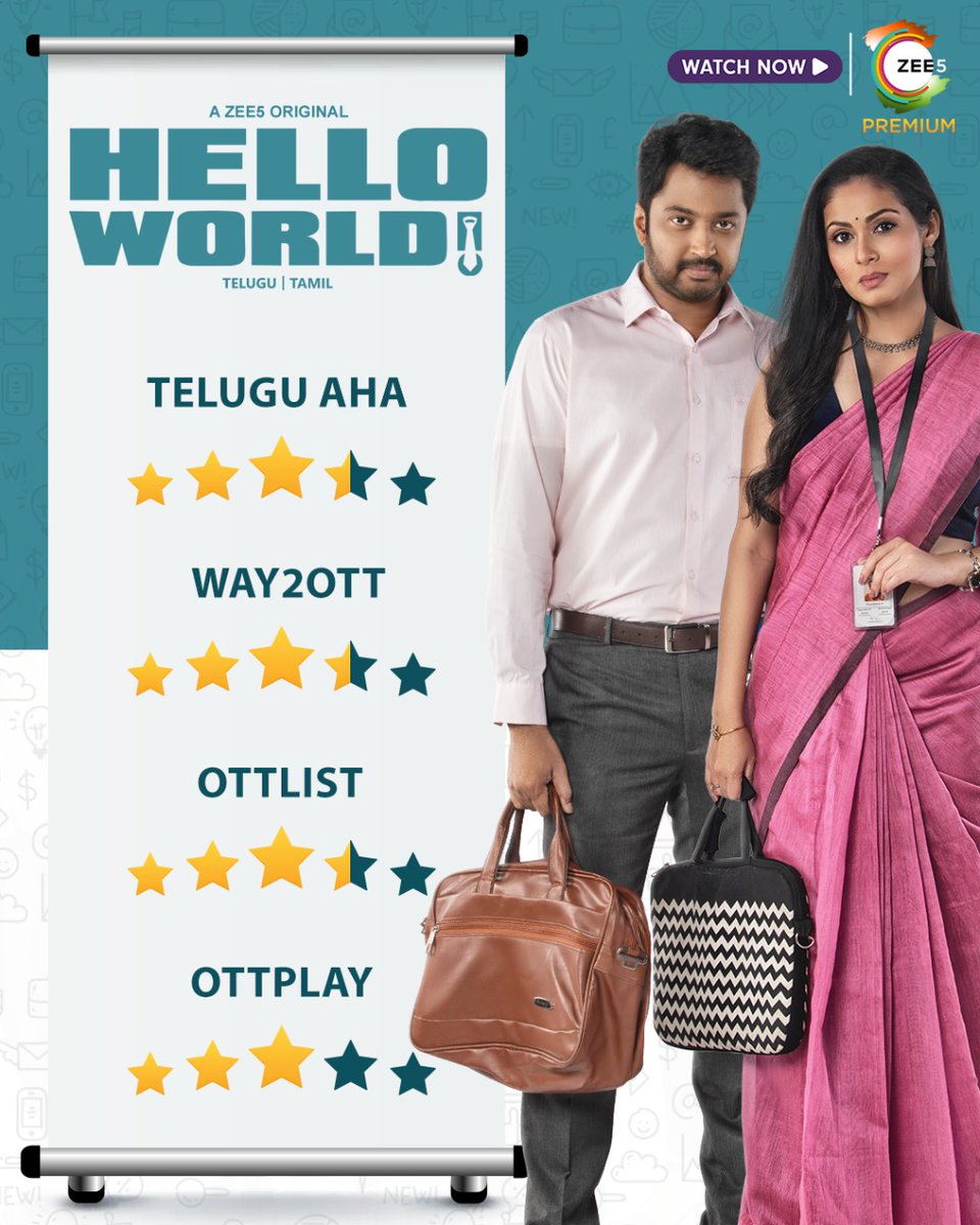 Successful execution! Good ratings pour in, thank you for the love❤️ Add #HelloWorldonZee5 to your weekend watchlist and binge away zee5.onelink.me/RlQq/helloworld #HelloWorldonZee5 #AZEE5OriginalSeries @IamNiharikaK @ActressSadha @anilgeela_vlogs @NityaShettyOffl @actor_sudharsan