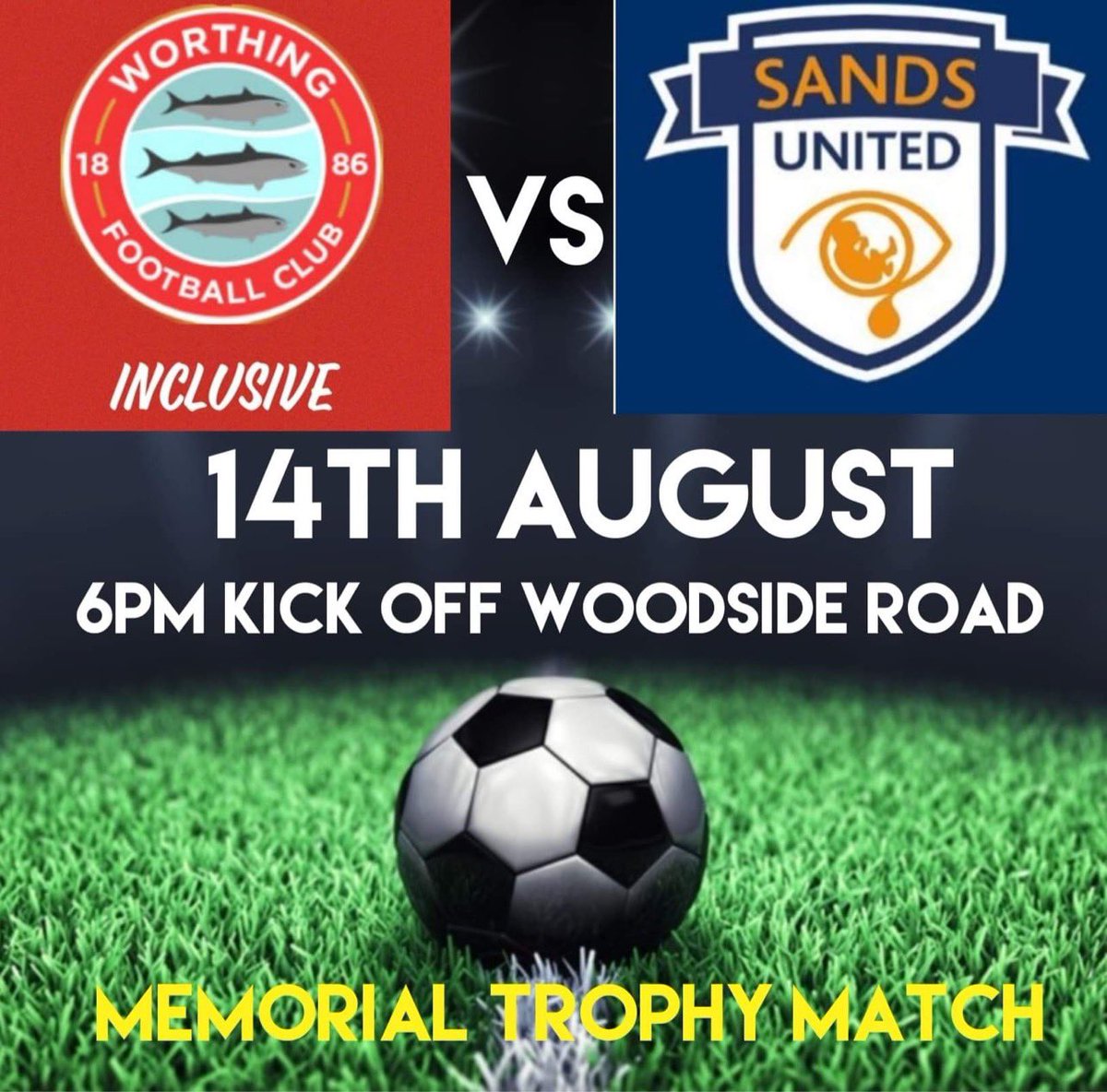 fc_worthing's tweet photo. Tomorrow we welcome @SUFCBrighton to @WorthingFC’s Woodside Rd, kick off is 6pm. 

This is a annual match that’s played for the Ross Leckey Memorial Trophy. 

Please come down for a late Sunday football fix in the sun, the bar will be open for refreshments. https://t.co/GwKaaqWygh