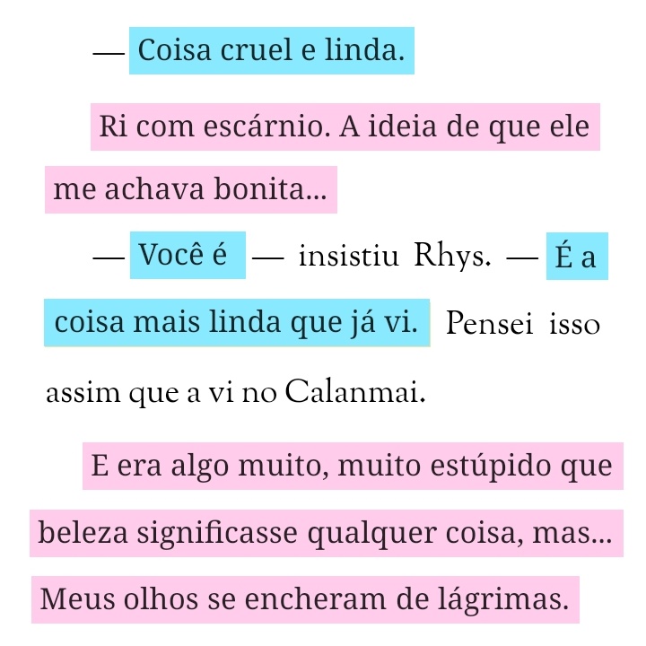 _berdara's tweet photo. saber que a feyre sempre teve a autoestima baixa e ver ela se emocionando quando o rhys diz que ela é linda sempre vai ser demais pra mim... 💗 https://t.co/52CuYwmIuT