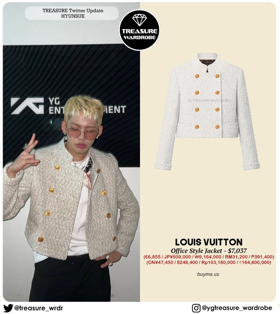 TREASURE WARDROBE on X: #HYUNSUK wearing Gentle Monster: Ve 02 Who Decides  War: bomber jacket & denim jeams Louis Vuitton: bag charms, earphones  trunk box, bag, sneakers ROLEX Datejust 36 ($12,300) #HYUNSUKWARDROBE #