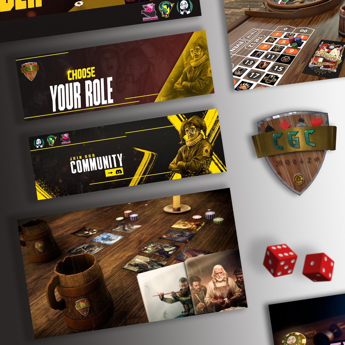 Les presento algunos de los trabajos que estamos haciendo en conjunto con <a href="/Chortiz666/">JorgeCada</a> para la <a href="/CGC_TOURNAMENT/">CasinoGwentCup</a>. 
Por su parte como diseñador 3D y la mía como diseñador gráfico.

¡Diseños originales para la copa!

<a href="/Gwent_ES/">Gwent ES</a> <a href="/Gwent_Esp/">Gwent Esp - Comunidad</a> <a href="/TeamViper_ES/">Team Viper</a> <a href="/TeamBG_esports/">Team Bandit Gang</a> <a href="/PeluchonTTV/">El Peluchon</a>