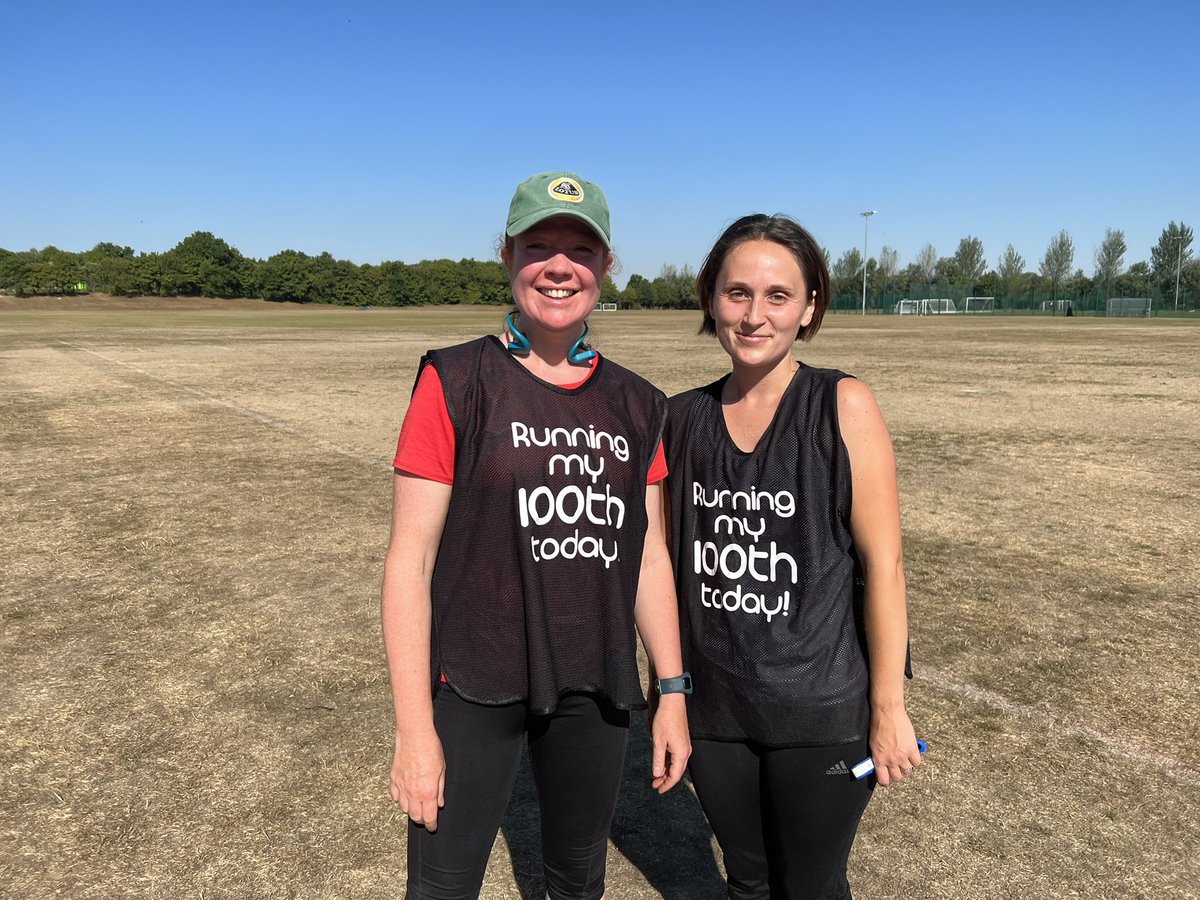 Congratulations to Gaby and Alex on reaching their 100 parkruns. Well done to both of you.

Surely it was too hot to wear those vests? 🥵🥵🥵