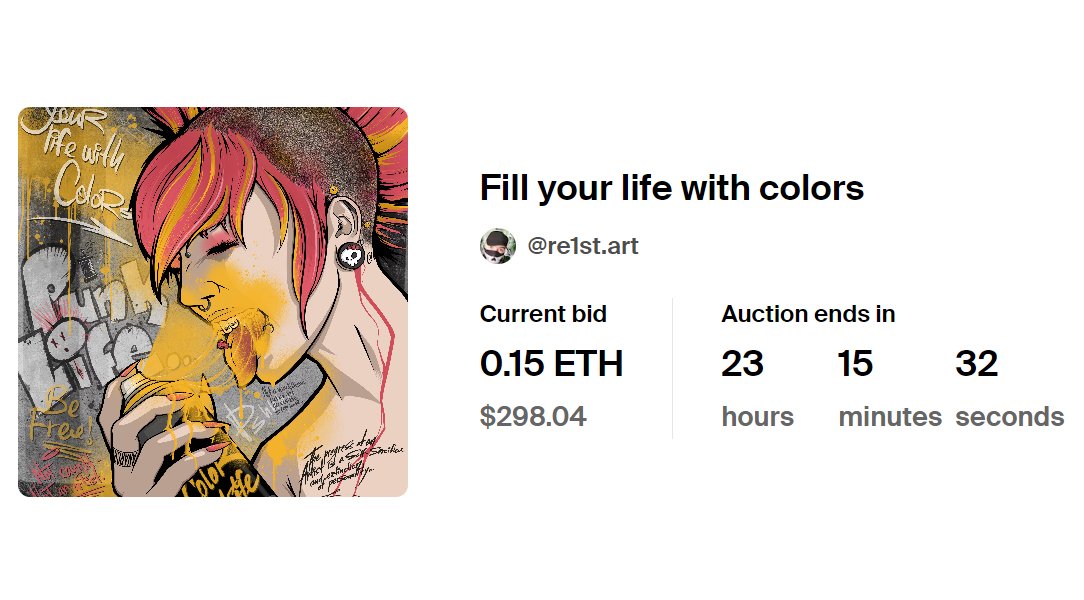 Holly sh1t I can't believe! 
My 1st sale AND my 1st auction in #NFT 🤩
I don't know who this anonymous buyer is, but I really appreciate it dude!

Check it out my dear friends &amp; #NFTCommunity >>>
I'll appreciate any support &amp; especialy RTs.
foundation.app/@re1st.art/pun…
