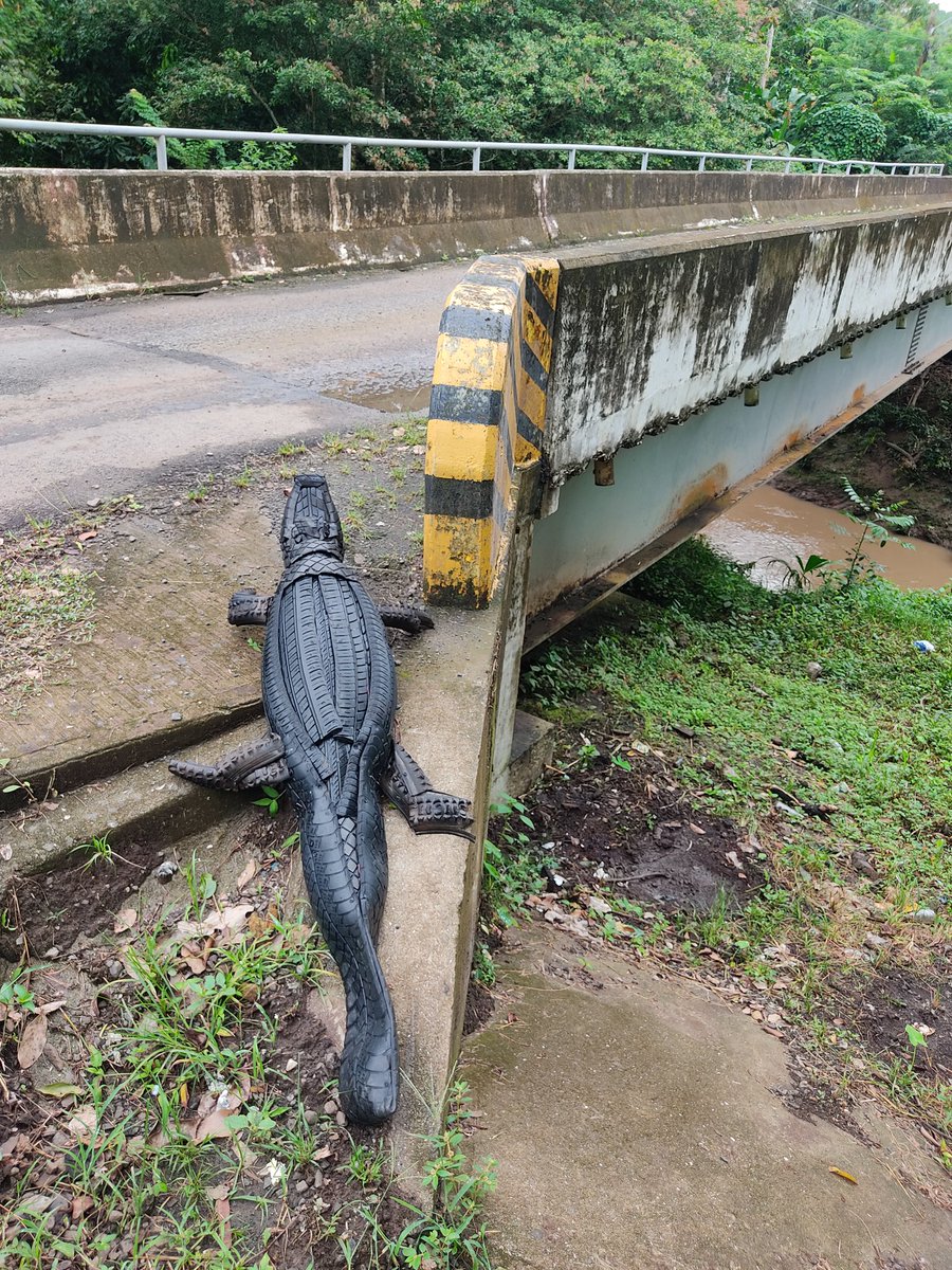 minitruckart's tweet photo. Viene saliendo el caiman de llantas recicladas del río subiendo por el puente visitará el parque del Reciclaje y Vivero en construcción pronto visitará la cuidad de Panamá espero les guste esta creación y me ayuden a compartir muchas gracias https://t.co/qm17tvmXag