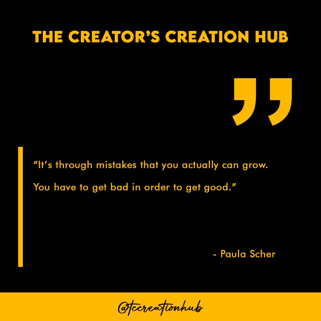 tccreationhub's tweet photo. "It's through mistakes that you actually can grow. You have to get bad in order to get good."

#tccreationhub #tcchquotes #graphicdesignquotes #creativity #creativeagency #creativequotes #design https://t.co/1T5dezbpCi