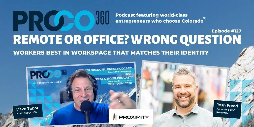 “WORKERS ARE DRAWN TO, AND MOST PRODUCTIVE IN, WORKSPACES WITH WHICH THEY IDENTIFY.”
Josh Freed, Founder and CEO, <a href="/ProximitySpace/">Proximity</a> 
Listen now to hear how workers are happiest in a work space they identify with and more buff.ly/3QAt66K
#NicheMarketing #podcast #remotework