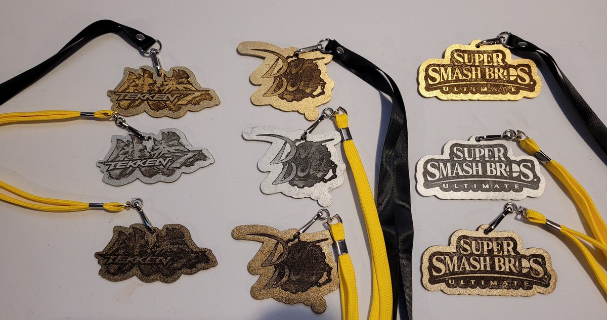 SuperGameDay1's tweet photo. Are you up to the challenge!?

SGD medals for Tekken 7, DNF Duel, and Super Smash Bros. Ultimate. 

There's alittle cool print on the back of them for our winners. 

#SGD #SGDTournament #TEKKEN7 #supersmashbrosultimate #DNFDuel #phillyfgc
#njfgc https://t.co/NkNkRriFhF