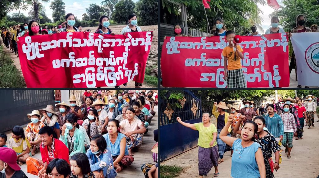 hanny_2004s's tweet photo. The determined pro-democracy residents were rallying and staging an anti-dictatorship protest on the West Bank of Chindwin river in Sagaing region today.   #2022Aug13Coup #LegalizationOfNUG #WhatsHappeningInMyanmar https://t.co/hohUKuctZ8