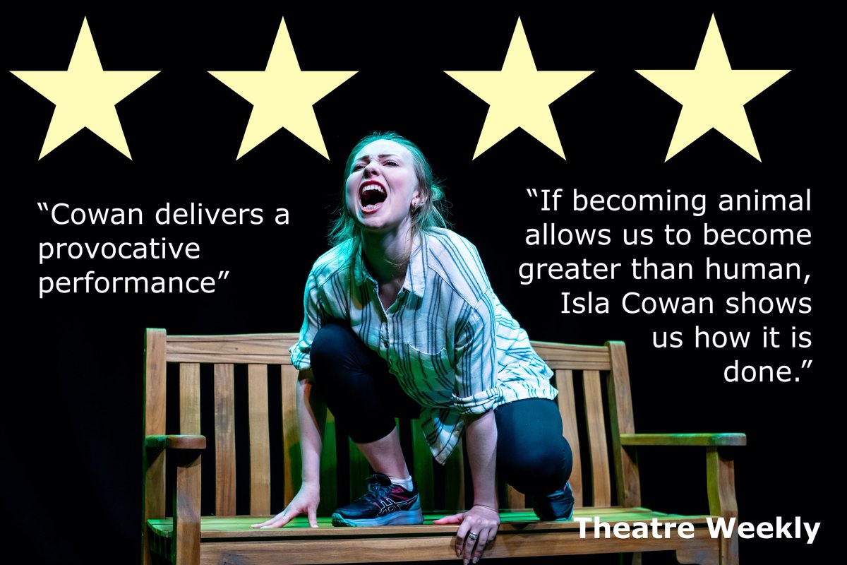 SheWolfShow's tweet image. 🌟🌟🌟🌟 from Theatre Weekly!
"She Wolf tells the story of a fight that many share, and the show inspires an anger that ought to be shared. If becoming animal allows us to become greater than human, Isla Cowan shows us how it is done."
theatreweekly.com/edinburgh-revi…
