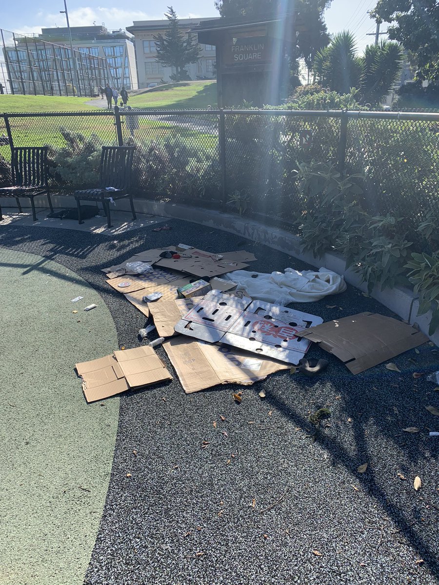 chavastar's tweet photo. @sf311 big mess left in Franklin sq park - overnight camping in the big kid swing set area https://t.co/ustv7Q6Uw8