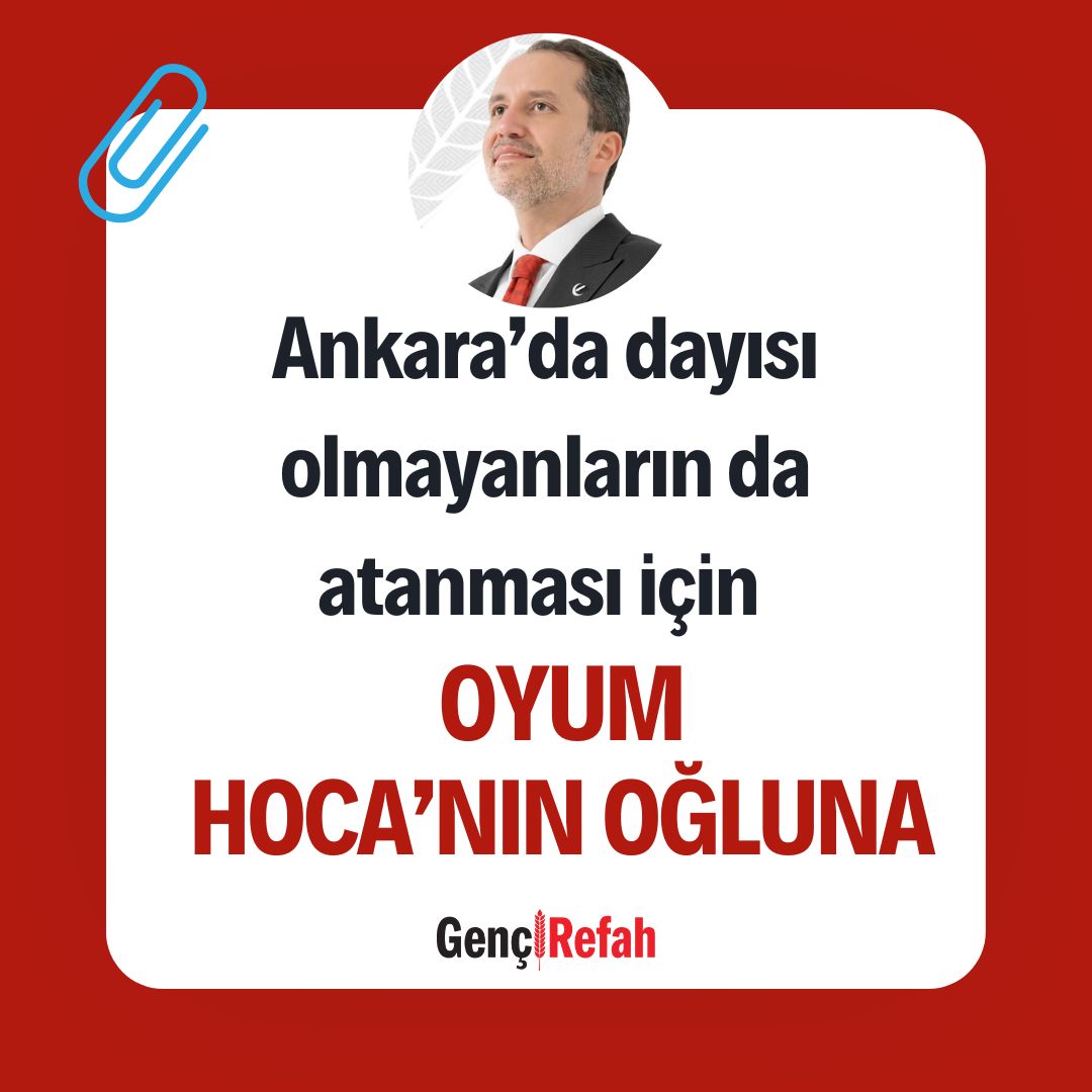 EYT sorununu çözeceği için Oyum Hoca’nın Oğluna 

Milli Görüş Lideri
Dr. Fatih Erbakan
