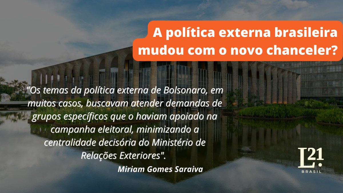 #Opinião │Por <a href="/MiriamSaraiva4/">Miriam Saraiva</a>
A marca da política externa de Carlos França passou a ser a inércia, articulada com a intenção de seguir uma política de muito baixo perfil até as eleições.

Leia em: 
latinoamerica21.com/br/a-politica-…