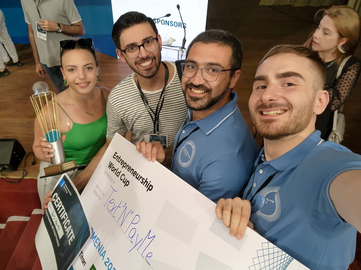 APitkevich's tweet photo. What a happy news! Great guys from text'n'payme (https://t.co/6y833Zql1g) I'm advising just won a Entrepreneurship World Cup half final! Proud and wish them a big final prize. https://t.co/IY4lNoLwtg