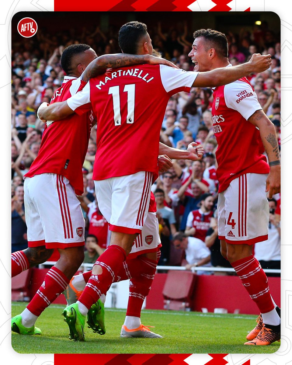 AFTVMedia's tweet photo. It's all over in North London this afternoon as Arsenal score four against Leicester City! 😁

Describe that performance in three words... 👇

🔴 4-2 🦊 | #ARSLEI #Arsenal #AFC https://t.co/7BuhtsEn30