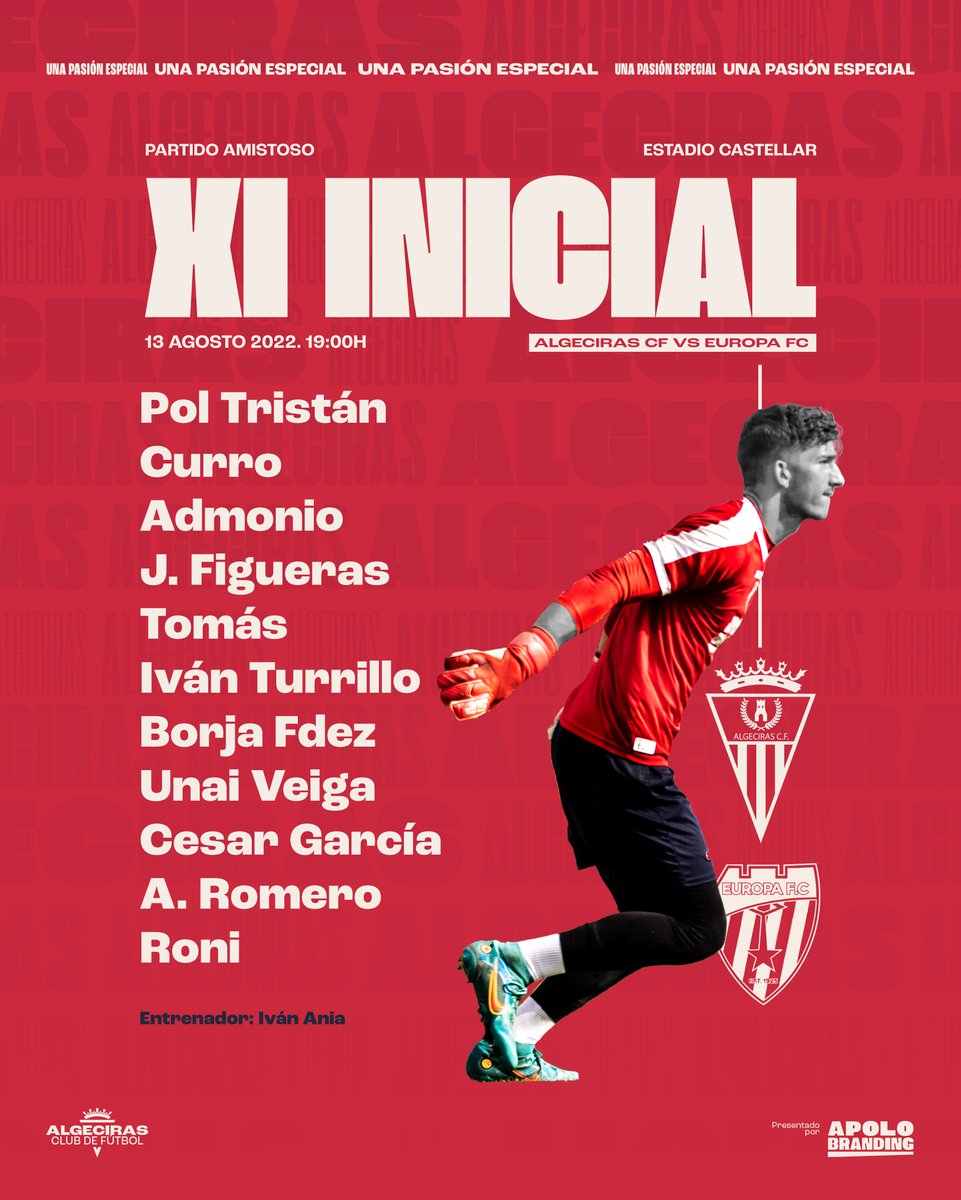 AlgecirasCF's tweet photo. ¡TENEMOS XI!👀

Estos son los jugadores que comenzarán de inicio el partido amistoso 🆚 Europa FC en Castellar.

#UnaPasionEspecial https://t.co/PHhEoKmmjw