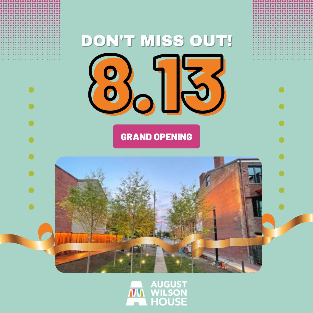There's only a few hours left until the Grand Opening Celebration for the August Wilson House begins!

The revived space is stunning, &amp; beautifully captures this iconic artist's spirit &amp; gift. Don't miss your chance to experience this once-in-a-lifetime event!

#AWH #GrandOpening