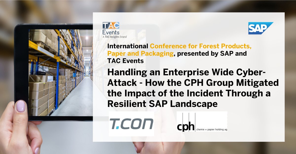 tacinsights's tweet image. Join us at the Int'l Conference for Forest Products, Paper and Packaging, presented by SAP and TAC Events and hear from CPH Chemie und Papier Holding and T.CON. Download your copy of the brochure today bit.ly/3pcgHu1 #sapmmconf #SAPForestProducts #SAPPaper #SAPPackaging