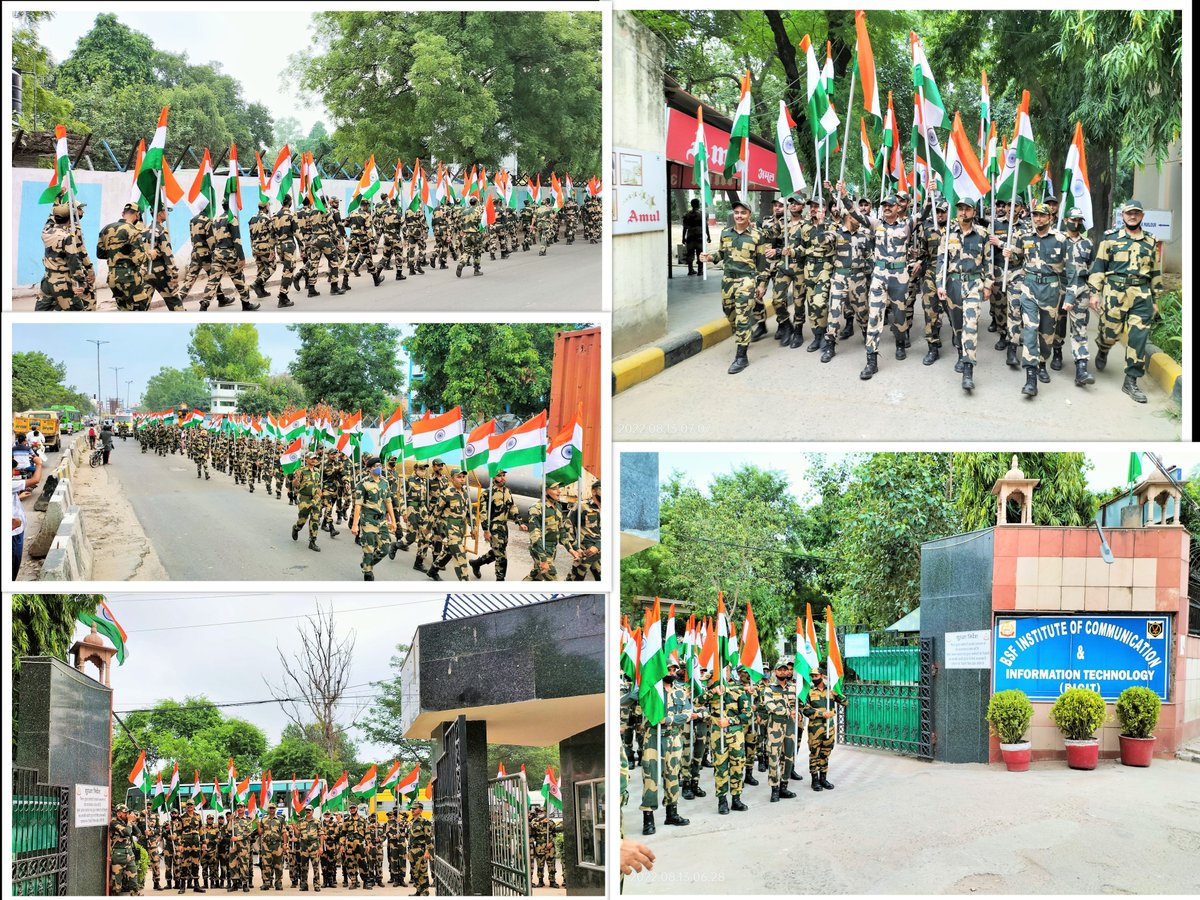 BSF_BICIT's tweet photo. #HarGharTiranga 

"दे सलामी इस तिरंगे को, जिस से तेरी शान है l
सर हमेशा ऊँचा रखना इसका,जब तक दिल में जान है"

#AzadiKaAmritMahotsav 
#FirstLineOfDefence 
@BSF_India https://t.co/MZn4s2YhdU