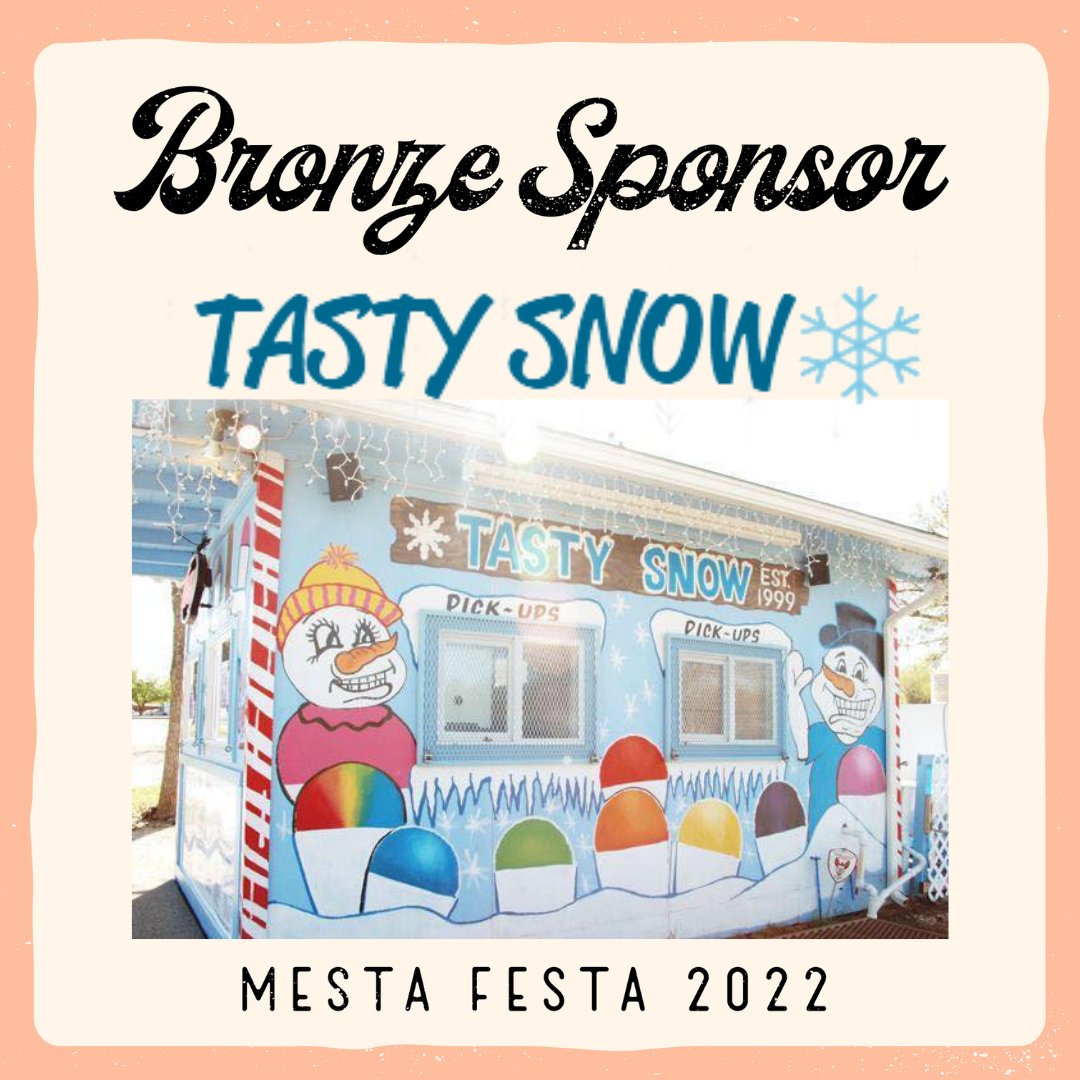 mestapark's tweet photo. We are excited to welcome Tasty Snow back to Mesta Festa, not only as one of our food trucks but also as a Bronze Sponsor! Tasty Snow has been serving delicious + refreshing shaved ice creations for over 2 decades! 🍧💕 Don't walk -run!- to get in line for a tasty treat on 9/18! https://t.co/GSzCYopMeM