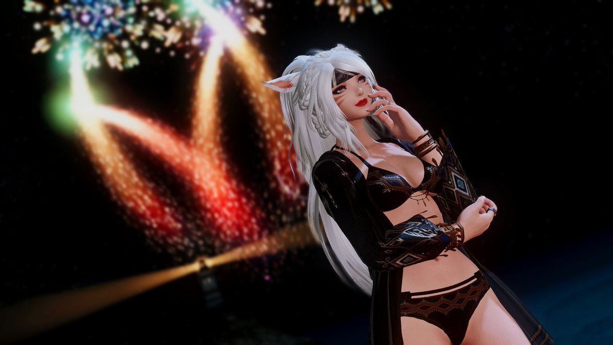 NeeneaMusing's tweet photo. Summer 2022 Moonfaire Event 🎆

#GPOSERS #miqote #moonfaire #FFXIV #summer #bikini #jumpingpuzzle #fireworks #beach https://t.co/9X5qZrlzWK