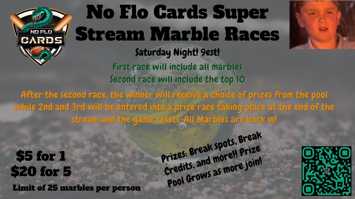 PapayonTrading's tweet photo. If you've been wondering what the marble craziness when you tune into our Saturday streams... THIS is it!!!

I can't promise you'll win something, but I can promise you will be looking like Charlie does on the flyer 🤙

Join in the fun!
@LEHCards 
@sports_sell 
@Hobby_Connect https://t.co/KAuCbuXkNo