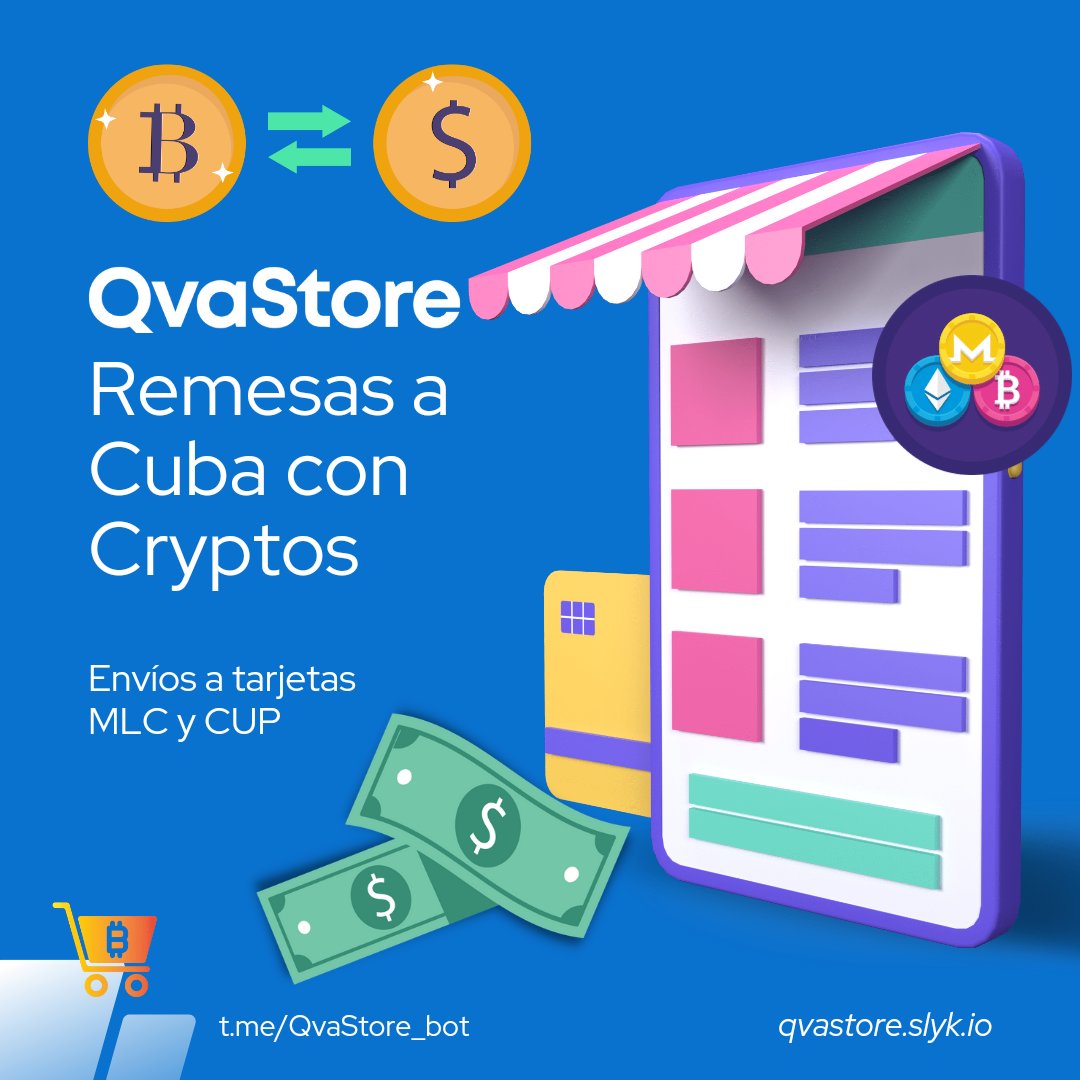 QvaStores's tweet photo. 💸 QvaStore 💸

⚡Envíos de Remesas MLC &amp; CUP con Cryptos #Bitcoin 

💳 Recibe directamente a tu tarjeta en un plazo de 10 minutos a 12 horas.

🌐 Redes: https://t.co/yE8adTvMBD

💰 Solicita en https://t.co/PDxVaAm6F7 o https://t.co/Y9xqRjPmwt ( Fácil y Seguro) https://t.co/kZ5GkyNc8l