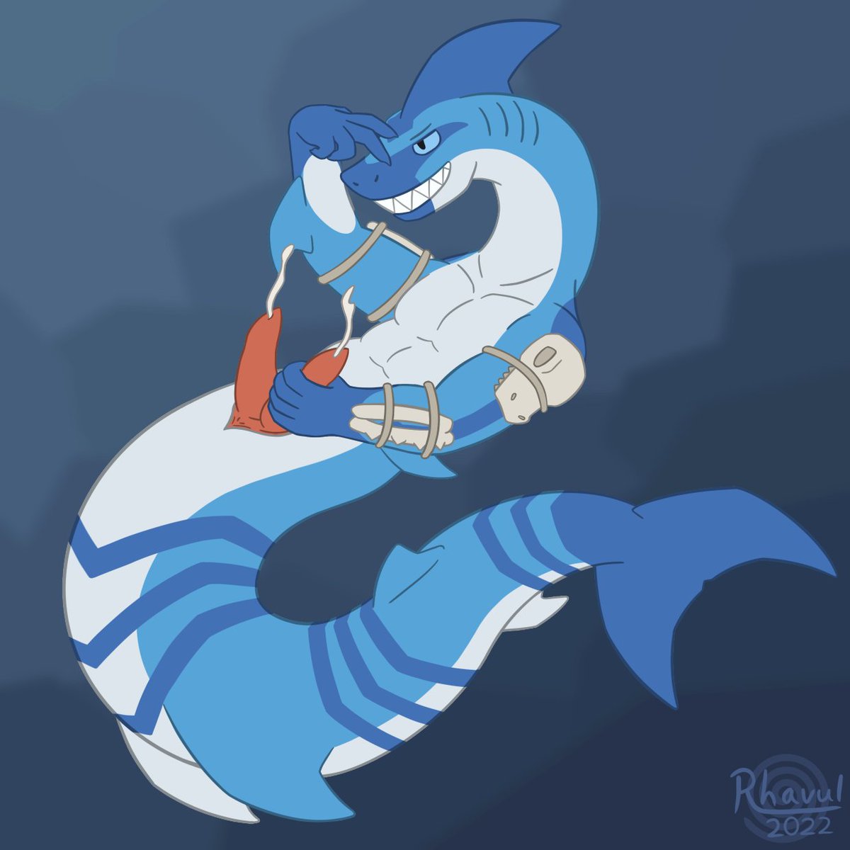 RHD_000's tweet photo. Mershark post TF. Wide crazy grin. Double Points. 
Late post for #SharkWeek. https://t.co/O7hqDs4ozv