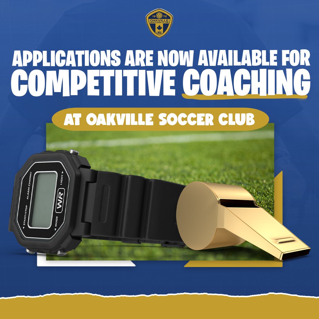 Oakville_Soccer's tweet photo. Applications are now available for competitive coaching at OSC! 

Learn more, and apply here: https://t.co/3gOUl6fAmt

#OSC #GoOakvilleWild https://t.co/T6twgzO1Hn