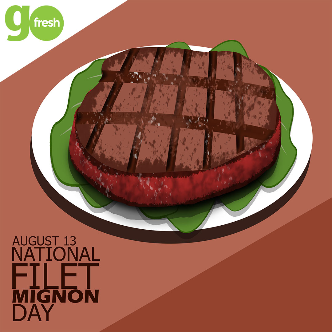 GoFreshProduce's tweet photo. Today is National Filet Mignon Day! The steak is the epitome of luxury and is in high demand by the rich in every society. How do you prefer your steak to be cooked, and what side dish do you like with it? 

#NationalFiletMignonDay https://t.co/QKpA28zGJY