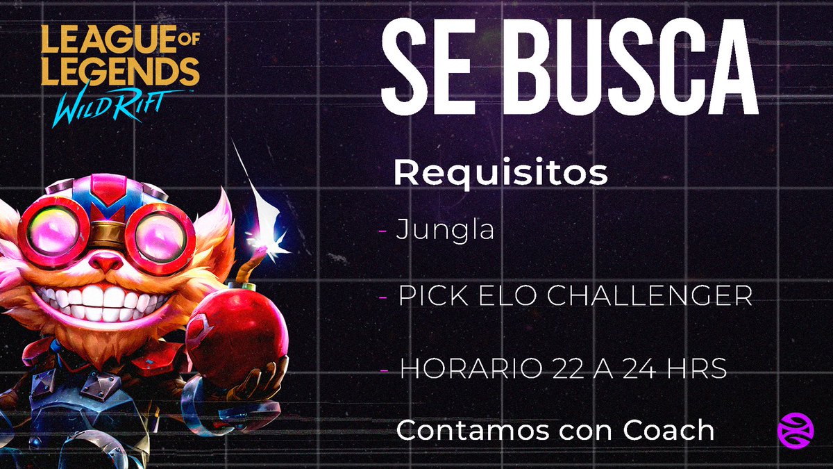 🟣RECLUTAMOS🟣

Estamos en buca de completar nuestro equipo de #WildRift ⚔

Estamos presentes en 2° Hextech Series🏆

Más información a nuestro MD

Rt y comenten si conocen por favor🔃 

#ZKNWIN