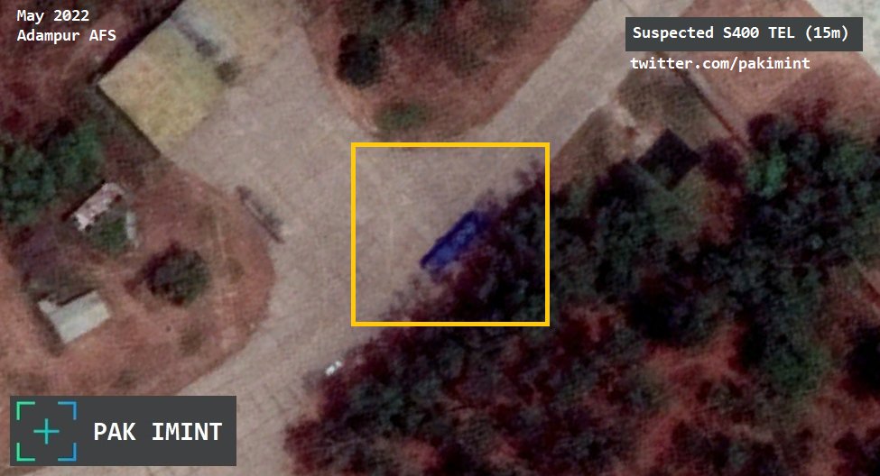 pakimint's tweet photo. Using #IMINT to take a look at IAF's 2nd S400 Battery delivered to Adampur AFS that was not operational till at least May 2022 , coinciding with news reports that the system was operationalized only in June 2022.
Various components including suspected TELs were also visible.
1/2 https://t.co/AtNXGjcOh0