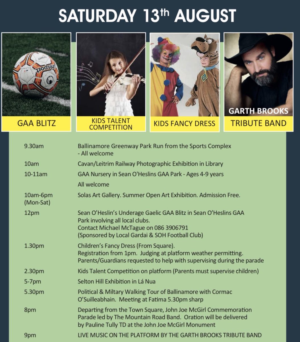 BallinamoreFest's tweet photo. Day 7! 

#TheBallinamoreBoomIsBack #Ballinamore #BallinamoreFestival #Leitrim #VisitLeitrim #VisitBallinamore #Ireland #DiscoverIreland #FreeMusic #Free #FamilyFestival #robertmizzell #johnnybrady #biggenerator #thetumblingpaddies #musicfestival #music #festival #livemusic https://t.co/YkQ4ZyHAYp