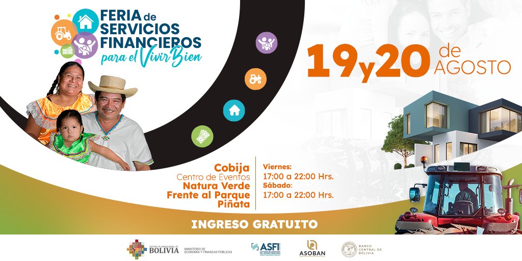 ¡Continuamos nuestro recorrido! No lo olvides, te esperamos en la mayor fiesta de inclusión financiera,  ahora en Cobija. 
#FeriaDelCrédito #VivirBien #FeriaDeServiciosFinancieros #Asoban