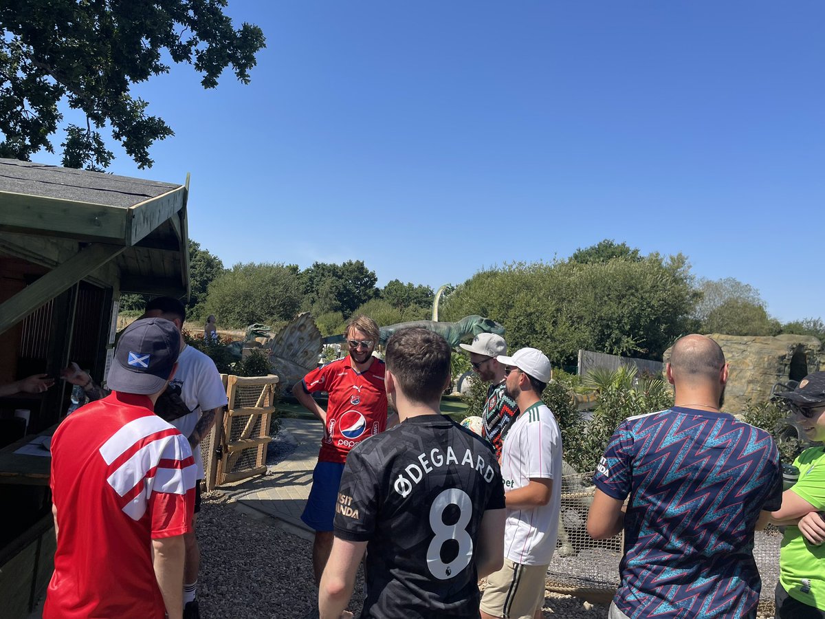 Footgolf for the North Camp lads this afternoon. Any excuse to bring out some classic football shirts. #footballgolf #teerific #UTNC
