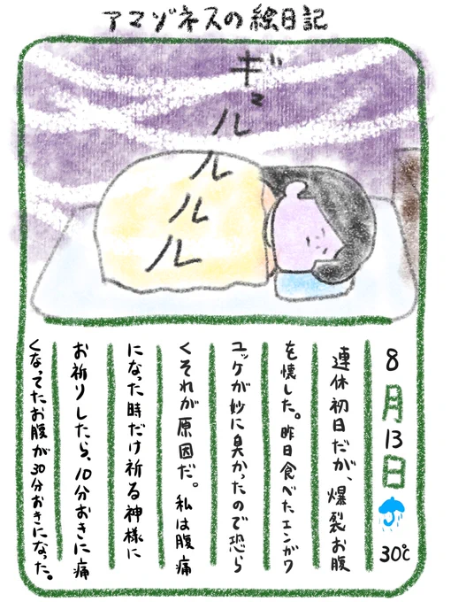 【絵日記】神様、もっと景気良く頼む 