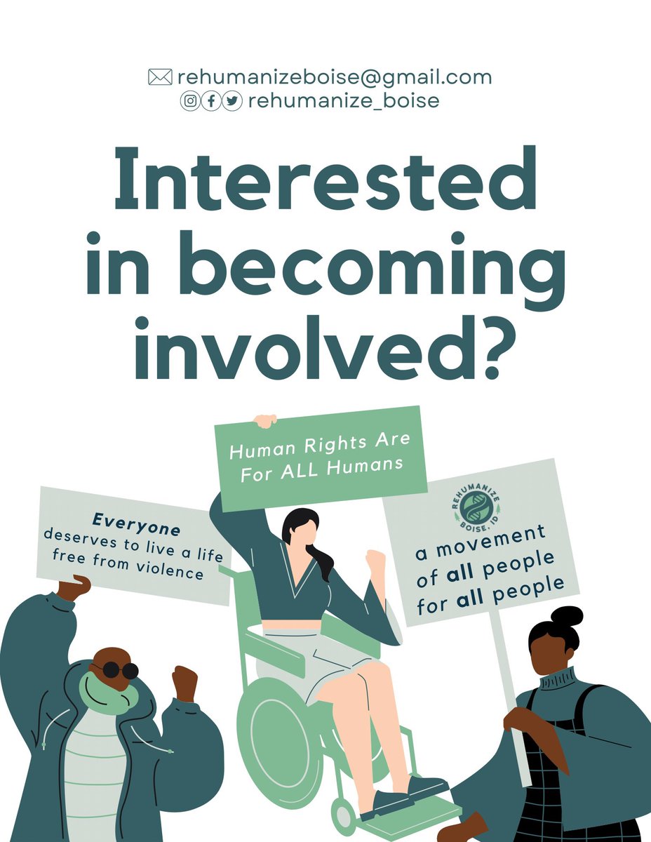 RehumanizeBoise's tweet photo. If you are interested in joining the movement, the best way to let us know is by messaging or emailing us, or by filling out the the form linked in our bio.
We can’t wait to hear from you! https://t.co/7Q6t8hQy1J