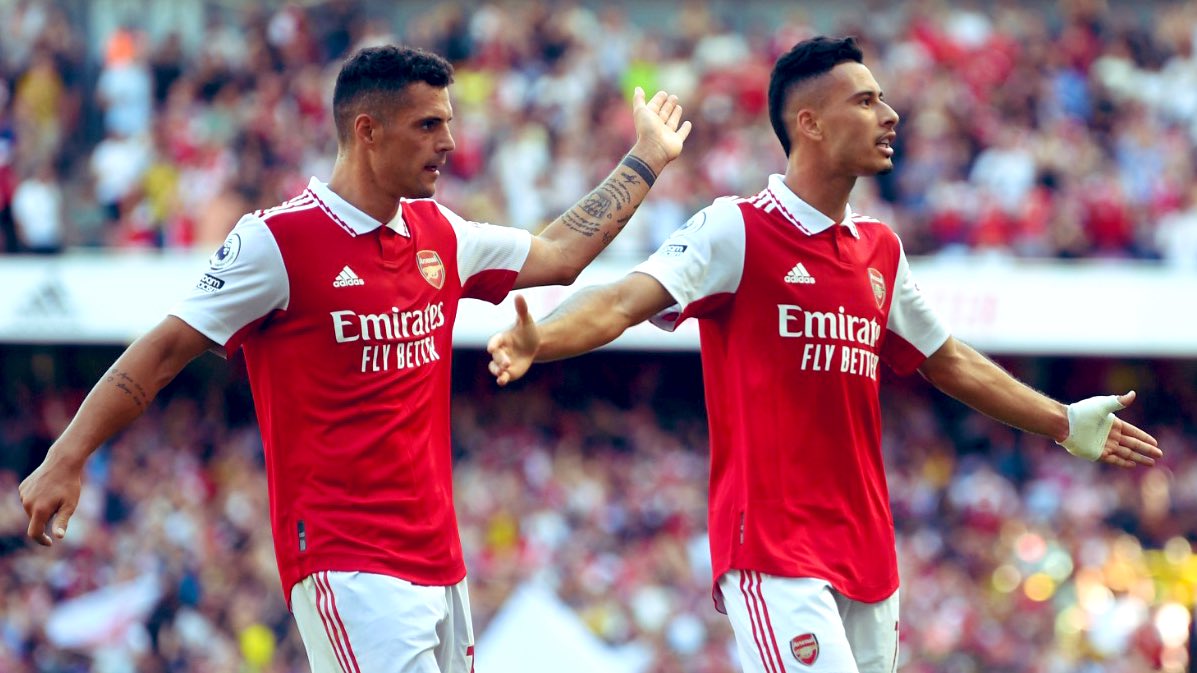 Arsenal's tweet photo. ❤️❤️❤️

𝗢𝘂𝗿 goal scorers 🔥

#ARSLEI https://t.co/tR6wR1toLD