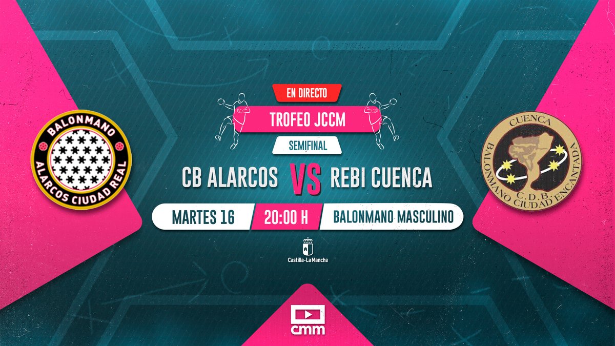 DeportesCMM's tweet photo. ➡️ ¡Este martes regresa el mejor balonmano a @CMM_Play! 

▶️ ¡Se juegan las semifinales del Trofeo JCCM! 

🤾🏽‍♂️ @BM_Caserio - @bmguadalajara 

🤾🏽‍♂️ @bmalarcoscr - @BMCdadEncantada 

📺 @CMM_Play 

🔗 https://t.co/WxbsU2TFrB https://t.co/eI5A7OJcDA