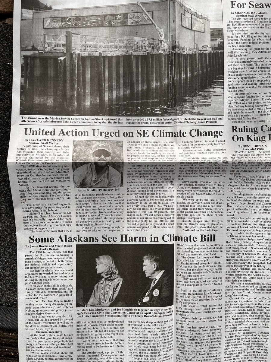 NWFoutdoors's tweet photo. #Sitka front page news!! ๐๐ฝ #ClimateAction. We so enjoyed connecting with the #hunting & #fishing community in Southeast #Alaska to document their stories & insight. Learn more ๐๐พ https://t.co/venTMpE6K3 @southeast_ak_cc #AnglersForClimateAction #HuntersForClimateAction #wildlife https://t.co/ywBITHLUGm
